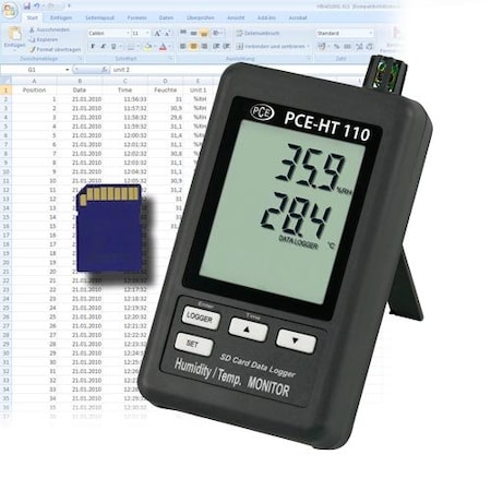 Pce Instruments Enivromnental Temperature Meter, 0 to 50 Degrees C / 32 to122 Degrees F PCE-HT110